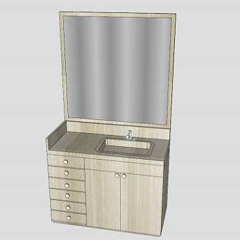 浴室柜水槽水龙头镜子SU模型下载_sketchup草图大师SKP模型