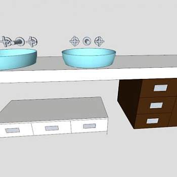 现代浴室梳妆台柜架SU模型下载_sketchup草图大师SKP模型