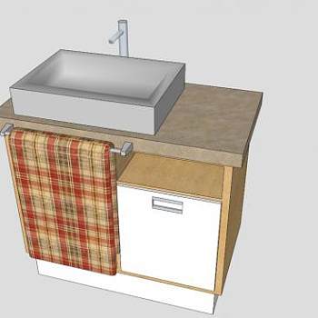 现代浴室柜架SU模型下载_sketchup草图大师SKP模型