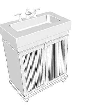 着陆器白色梳妆台SU模型下载_sketchup草图大师SKP模型