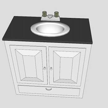 浴室水槽卫浴柜SU模型下载_sketchup草图大师SKP模型