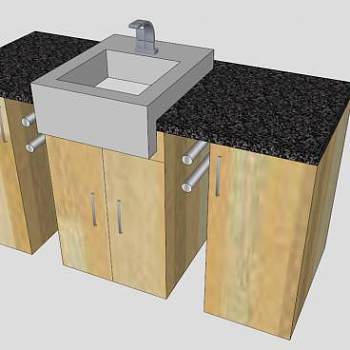 浴室装置实木卫浴柜SU模型下载_sketchup草图大师SKP模型