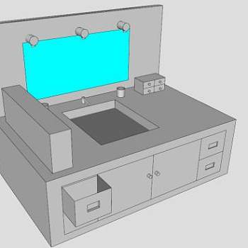 高级浴室白色卫浴柜SU模型下载_sketchup草图大师SKP模型