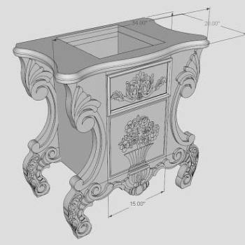 浴室盥洗台雕刻SU模型下载_sketchup草图大师SKP模型