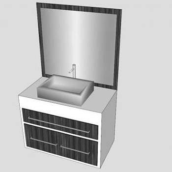梳妆台卫浴柜SU模型下载_sketchup草图大师SKP模型