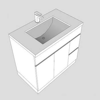 低聚白色浴室梳妆台SU模型下载_sketchup草图大师SKP模型