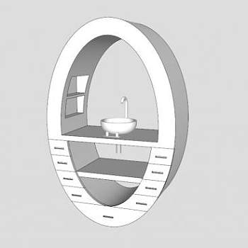 椭圆浴室柜架SU模型下载_sketchup草图大师SKP模型