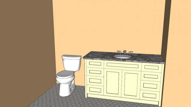 简单浴室盥洗台SU模型下载_sketchup草图大师SKP模型