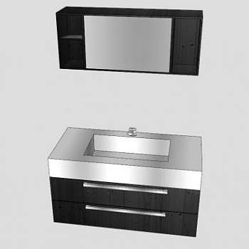 浴室柜水槽镜子卫浴柜SU模型下载_sketchup草图大师SKP模型