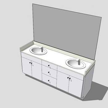 杰克吉尔白色浴室柜SU模型下载_sketchup草图大师SKP模型