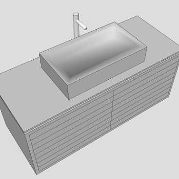 组合式白色梳妆盥洗盆SU模型下载_sketchup草图大师SKP模型