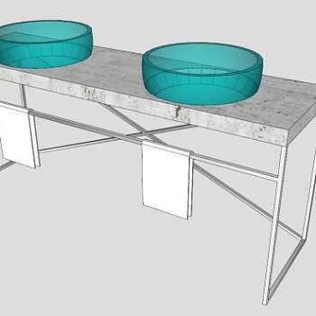 大理石玻璃浴室梳妆台SU模型下载_sketchup草图大师SKP模型