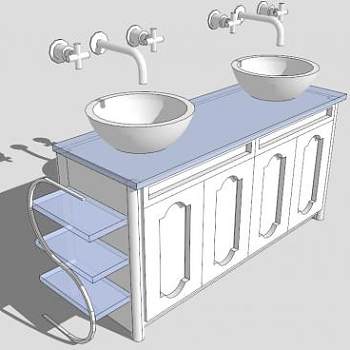 沃尔特水槽浴室柜SU模型下载_sketchup草图大师SKP模型