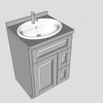 洗澡间白色浴室柜SU模型下载_sketchup草图大师SKP模型