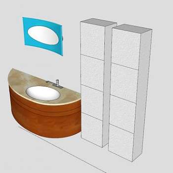现代卫浴柜洗手盆SU模型下载_sketchup草图大师SKP模型