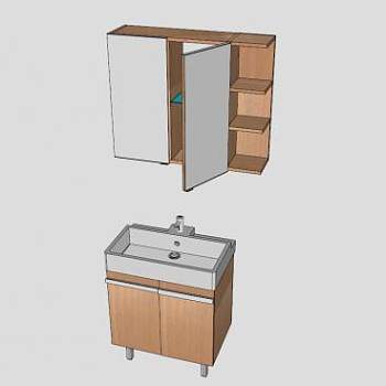 镜柜浴室柜水槽SU模型下载_sketchup草图大师SKP模型