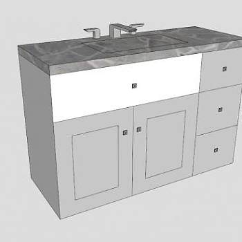 浴室白色盥洗台SU模型下载_sketchup草图大师SKP模型