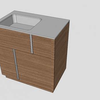 浴室盥柚木洗台SU模型下载_sketchup草图大师SKP模型