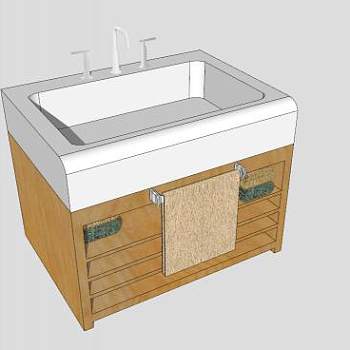 浴室盥洗台卫浴柜SU模型下载_sketchup草图大师SKP模型