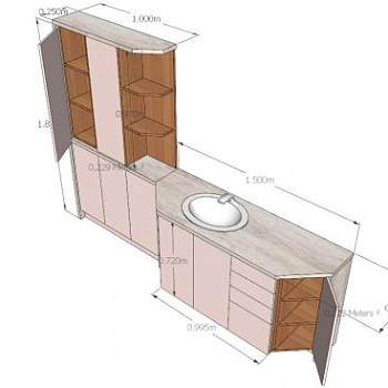 现代一字浴室柜架SU模型下载_sketchup草图大师SKP模型