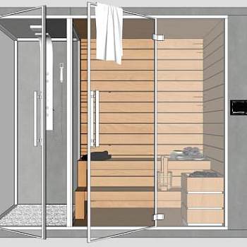 玻璃桑拿浴室SU模型下载_sketchup草图大师SKP模型