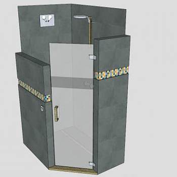 角落淋浴房SU模型下载_sketchup草图大师SKP模型