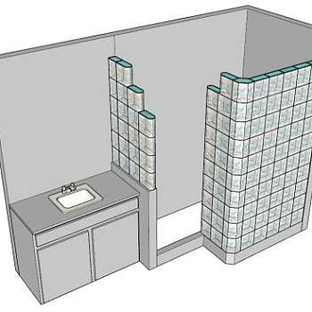 浴室玻璃沐浴器SU模型下载_sketchup草图大师SKP模型