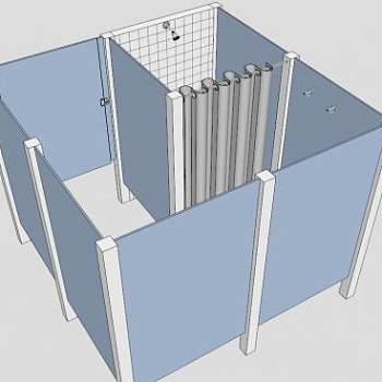 浴室U型淋浴间SU模型下载_sketchup草图大师SKP模型
