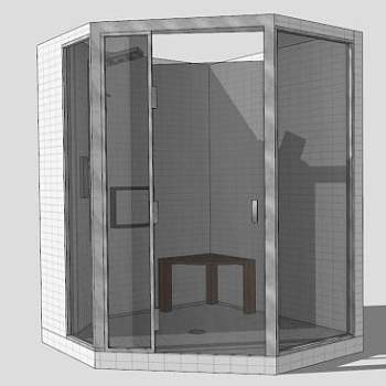 白色瓷砖刷饰角淋浴SU模型下载_sketchup草图大师SKP模型