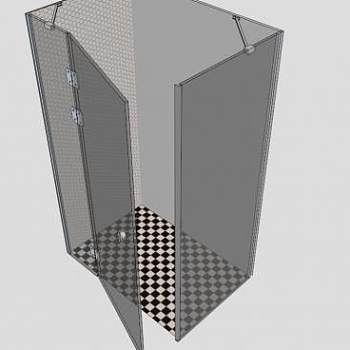 浴室灰色玻璃淋浴间SU模型下载_sketchup草图大师SKP模型