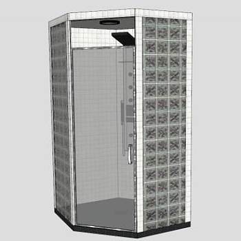 简单的角落淋浴SU模型下载_sketchup草图大师SKP模型