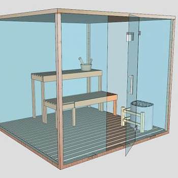 实木玻璃桑拿房SU模型下载_sketchup草图大师SKP模型