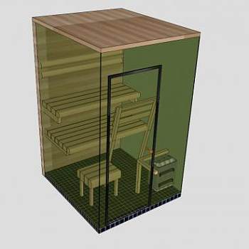 双人桑拿房SU模型下载_sketchup草图大师SKP模型