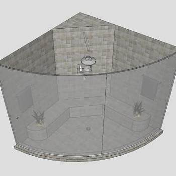 现代玻璃淋浴房SU模型下载_sketchup草图大师SKP模型