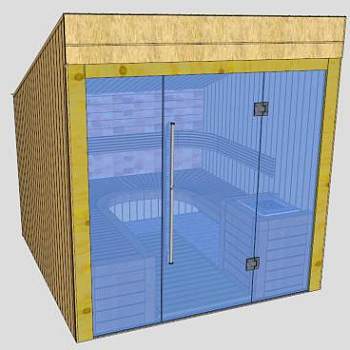 实木玻璃桑拿SU模型下载_sketchup草图大师SKP模型