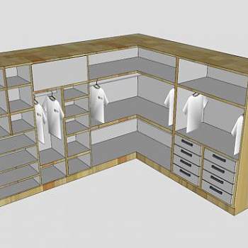 卧室L型衣柜SU模型下载_sketchup草图大师SKP模型