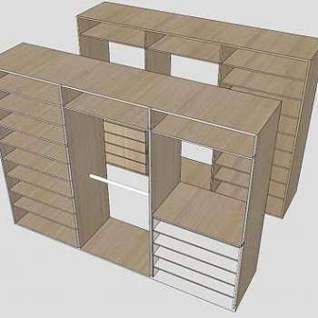 实木开放式柜子SU模型下载_sketchup草图大师SKP模型