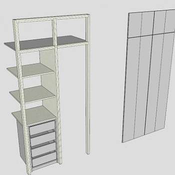 装修白色衣柜SU模型下载_sketchup草图大师SKP模型