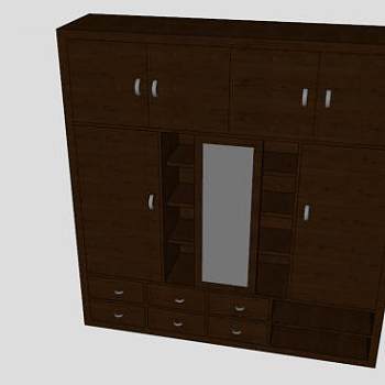 黑色平开门衣柜SU模型下载_sketchup草图大师SKP模型