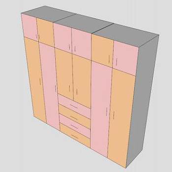 宜家平开门式衣柜SU模型下载_sketchup草图大师SKP模型