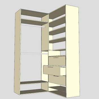 现代L型衣柜SU模型下载_sketchup草图大师SKP模型