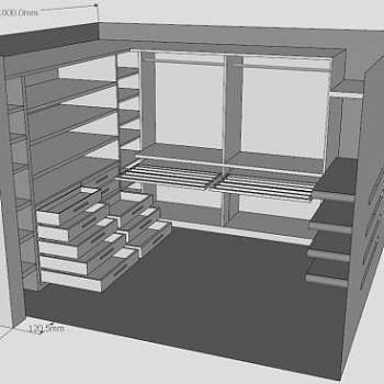 卧室白色壁柜SU模型下载_sketchup草图大师SKP模型