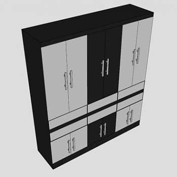 现代黑白衣柜SU模型下载_sketchup草图大师SKP模型