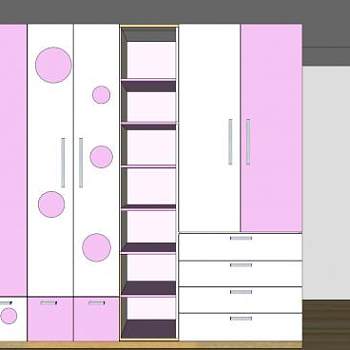 宜家简约衣柜SU模型下载_sketchup草图大师SKP模型