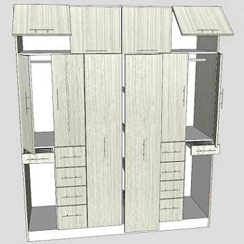 木工板衣柜SU模型下载_sketchup草图大师SKP模型