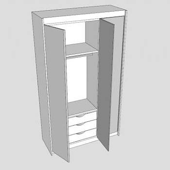 现代白色实木衣柜SU模型下载_sketchup草图大师SKP模型