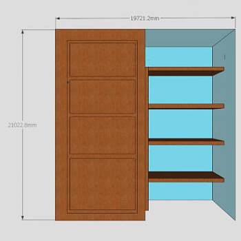 实木壁墙推拉门衣柜SU模型下载_sketchup草图大师SKP模型