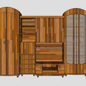实木综合体衣柜SU模型下载_sketchup草图大师SKP模型