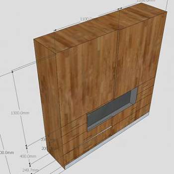 实木平开门衣柜SU模型下载_sketchup草图大师SKP模型