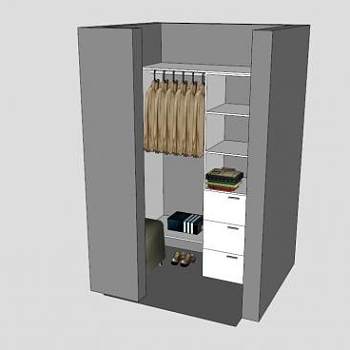 现代家居紫色衣柜SU模型下载_sketchup草图大师SKP模型